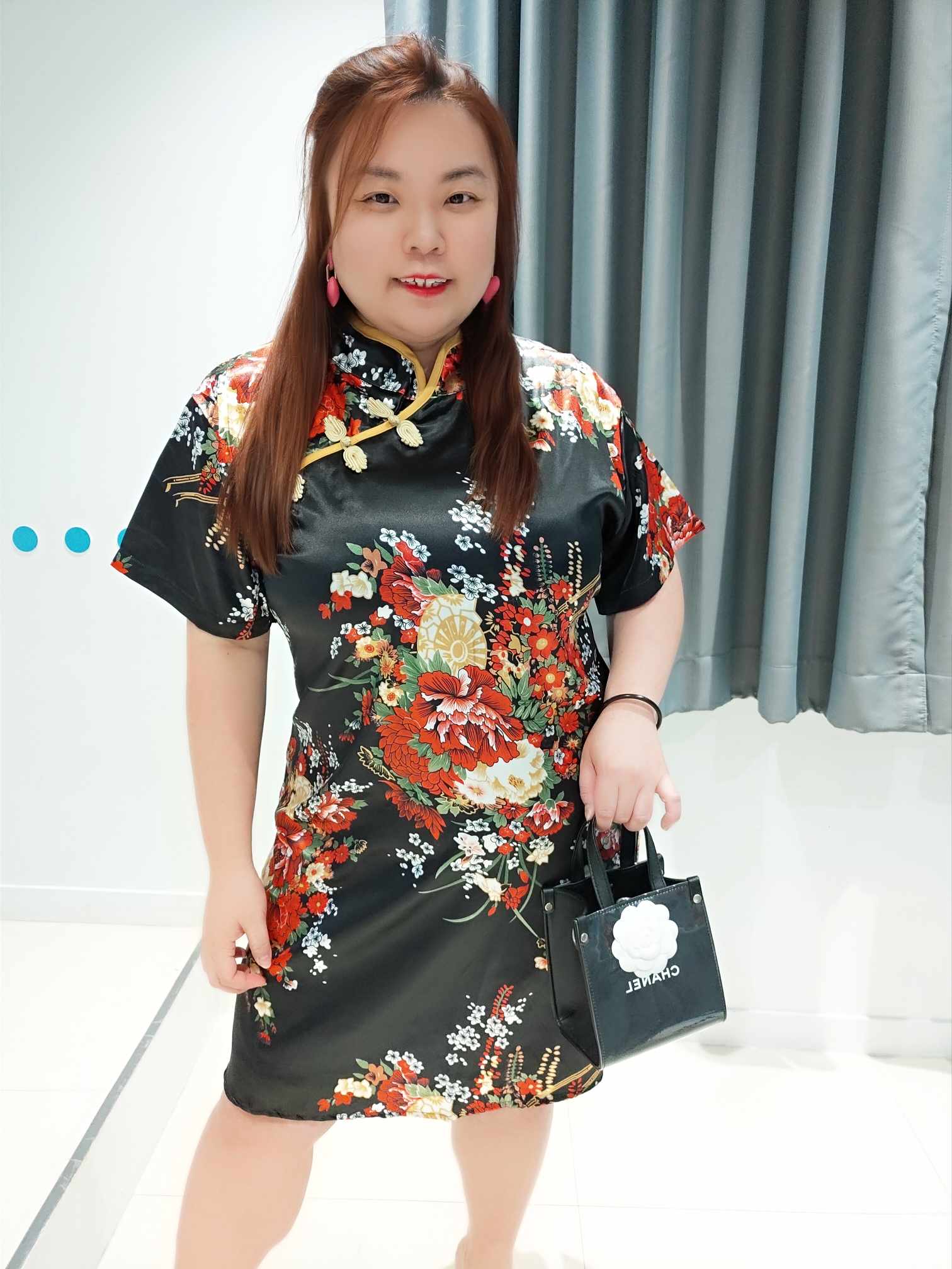 ENA08 GG0149/G06 复古缎面花卉A字设计旗袍