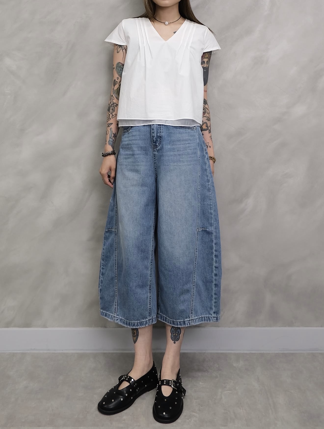 Double layer v-neck top #top142