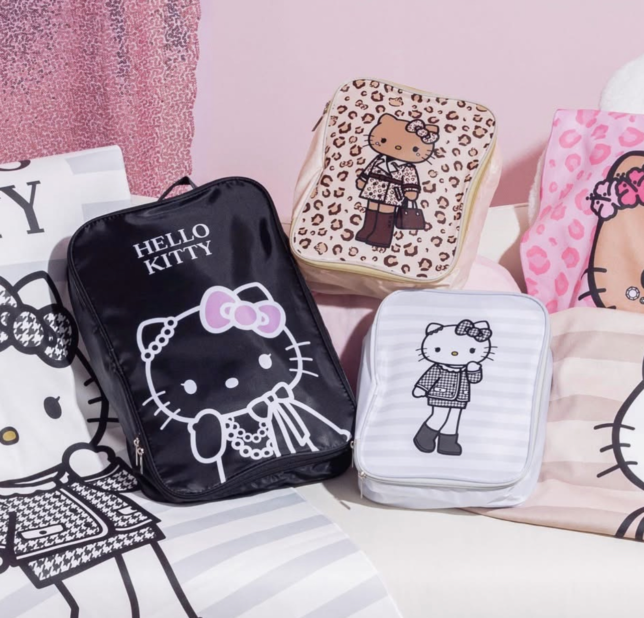（約6月尾到貨）🇹🇼台灣超商限定 限量長腿 Kitty 旅行收納袋1套3個💕