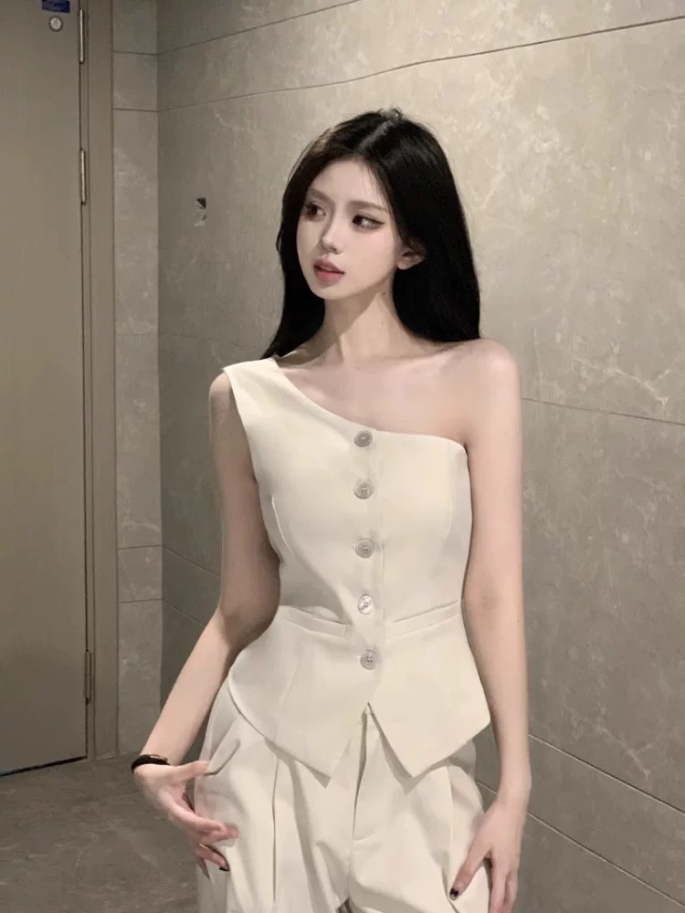 S10010 斜肩西装套装