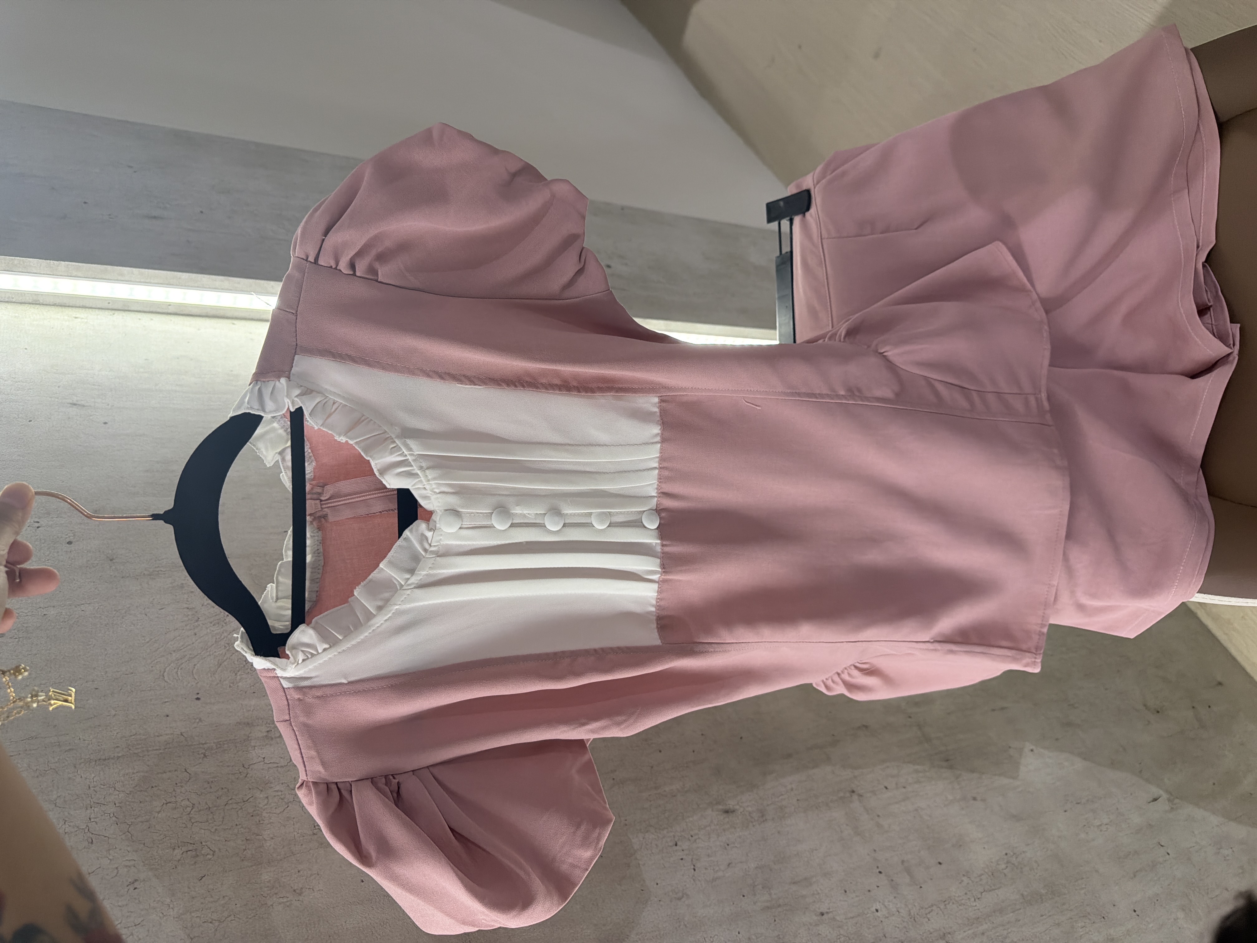 田園風復古泡泡袖褶皺洋裝两件套