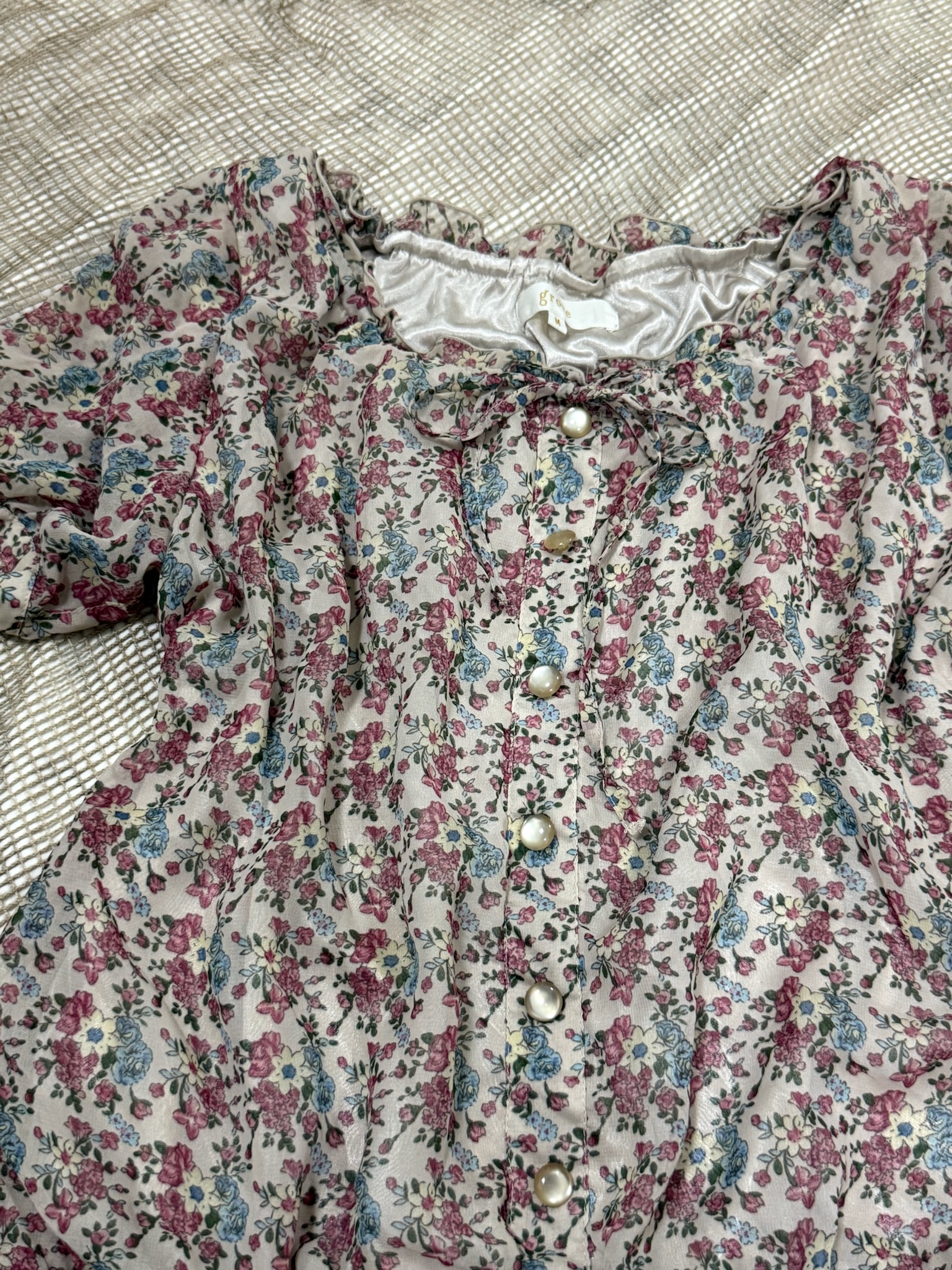 Coquette Aesthetic Ruffle Button-Down Floral