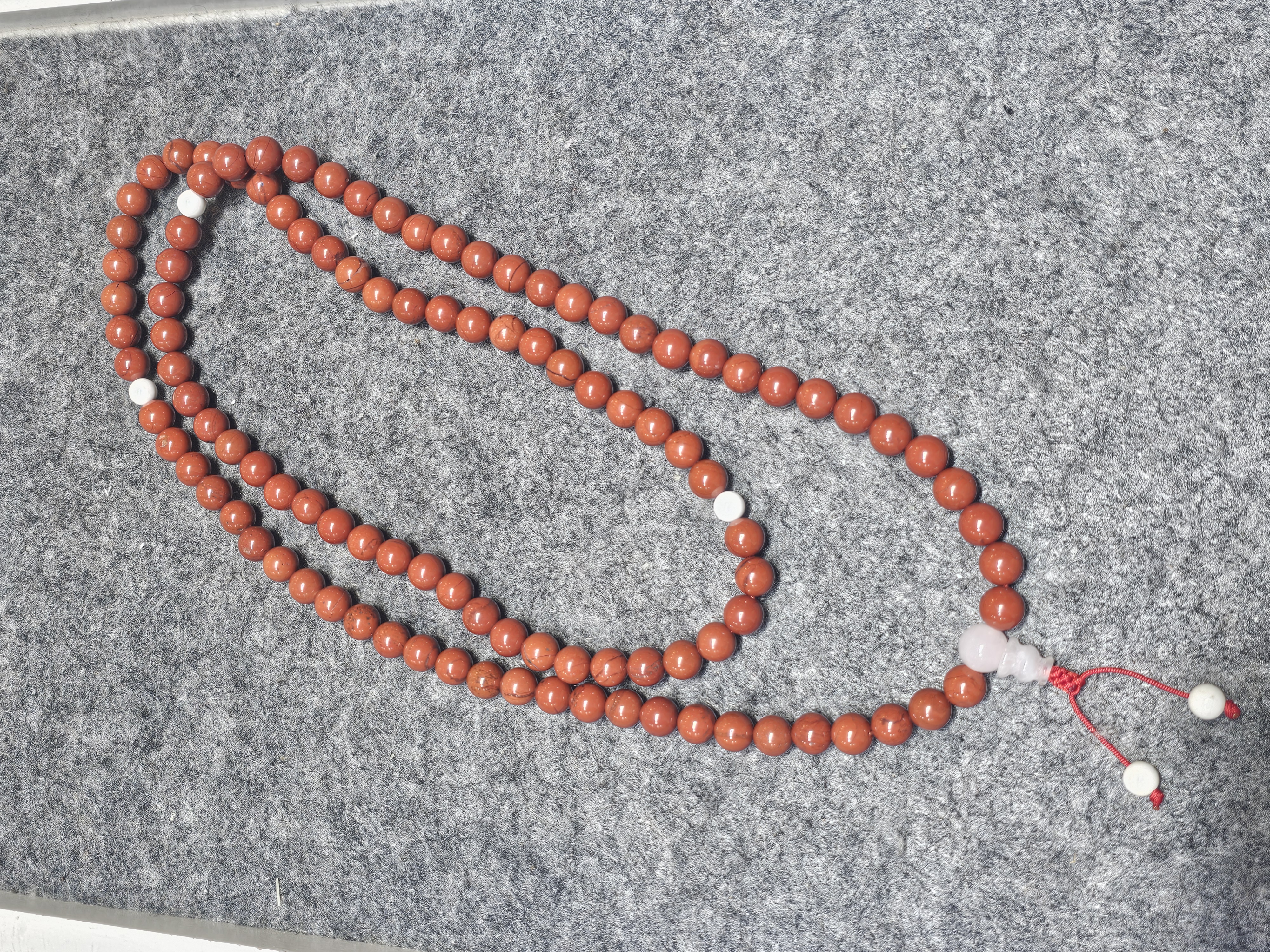 紅碧玉8mm粉紅晶佛頭 108粒念珠