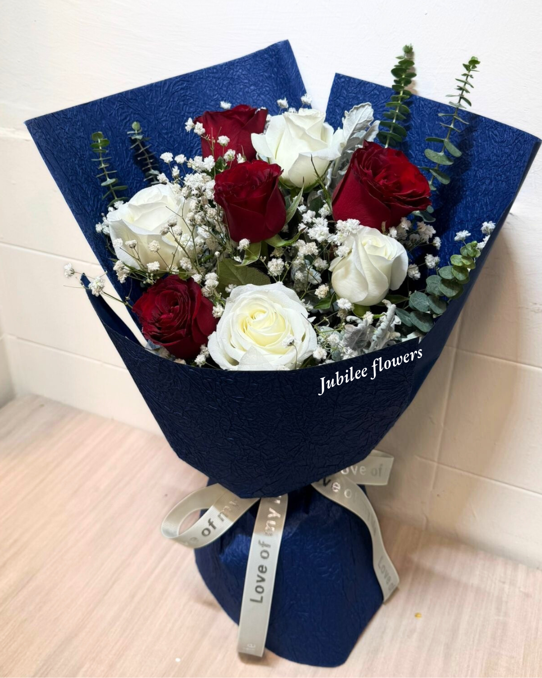 高原紅 x 白色驕傲玫瑰