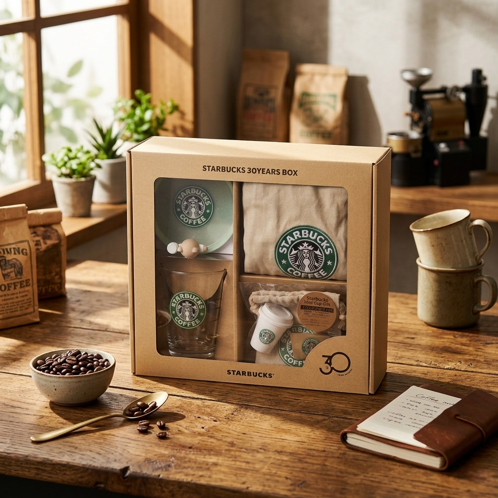《日本🇯🇵 STARBUCKS 30周年紀念系列》紀念禮盒 (包含咖啡圍裙、冷飲杯、杯墊和迷你杯禮物)