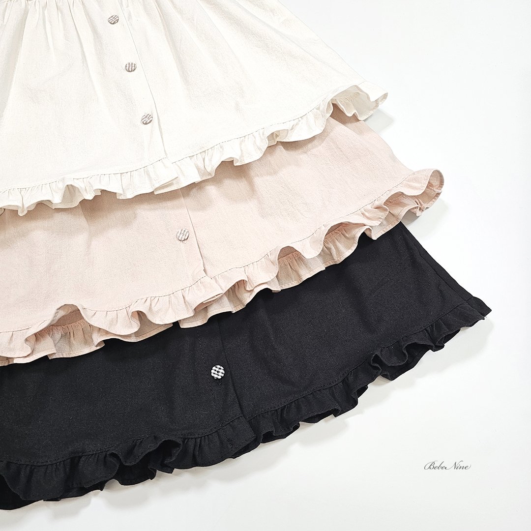 ☀️預訂 韓國直送☀️🇰🇷Bebenine三色荷葉邊下擺純棉吊帶連身裙