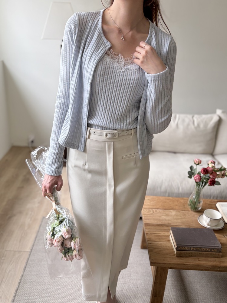 [假兩件] Lumiere Lace Layered Top (Babyblue)