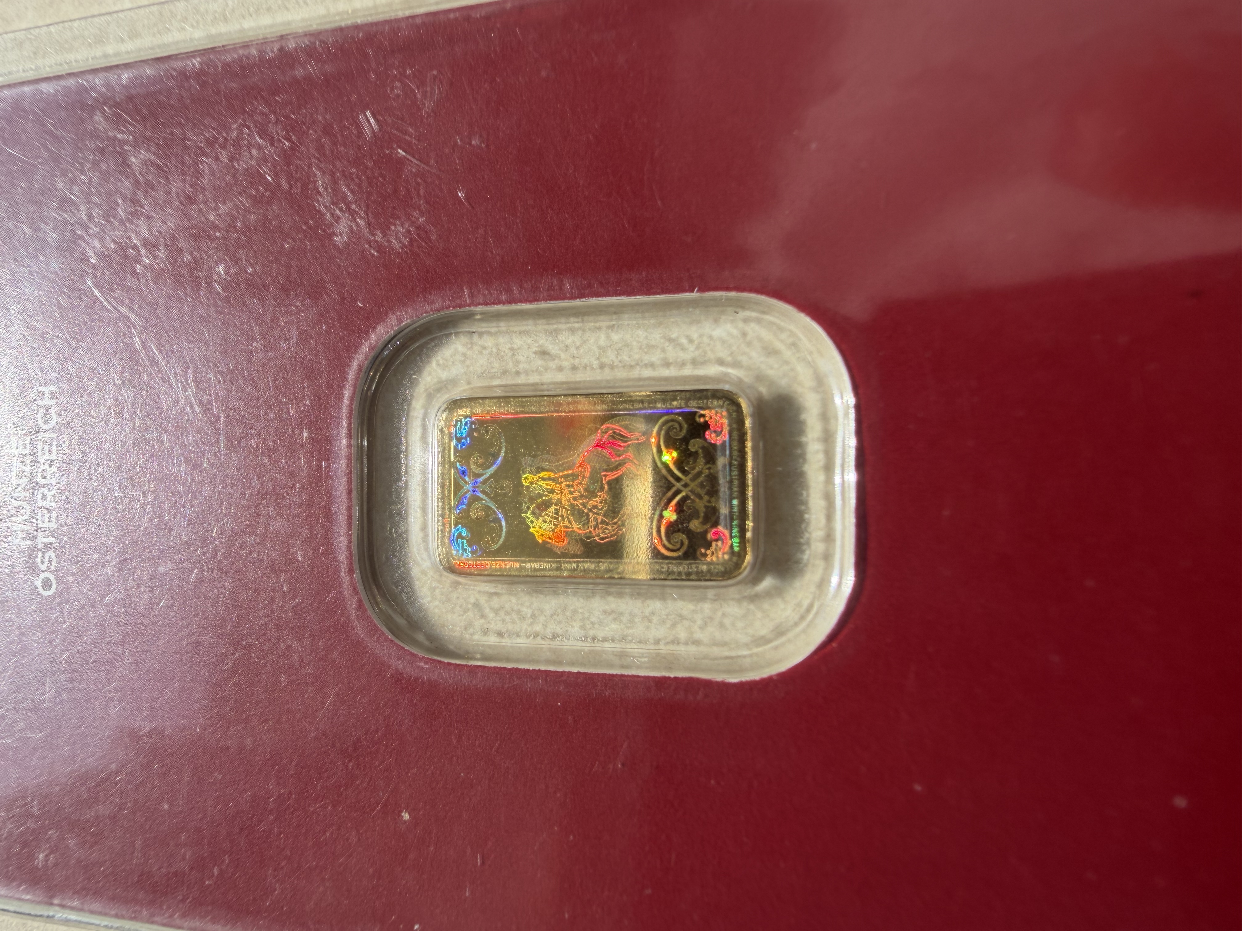 (SN312592) AUSTRIAN MINT Kinebar 1g 🇦🇹 MUNZE Gold Emas 999.9 镭射金