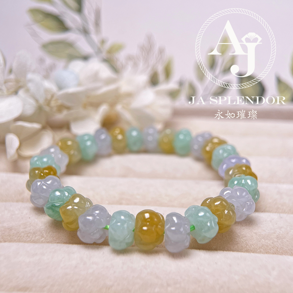 JB-253 - 冰種三彩福祿壽招貴人年年有餘蓮花手串