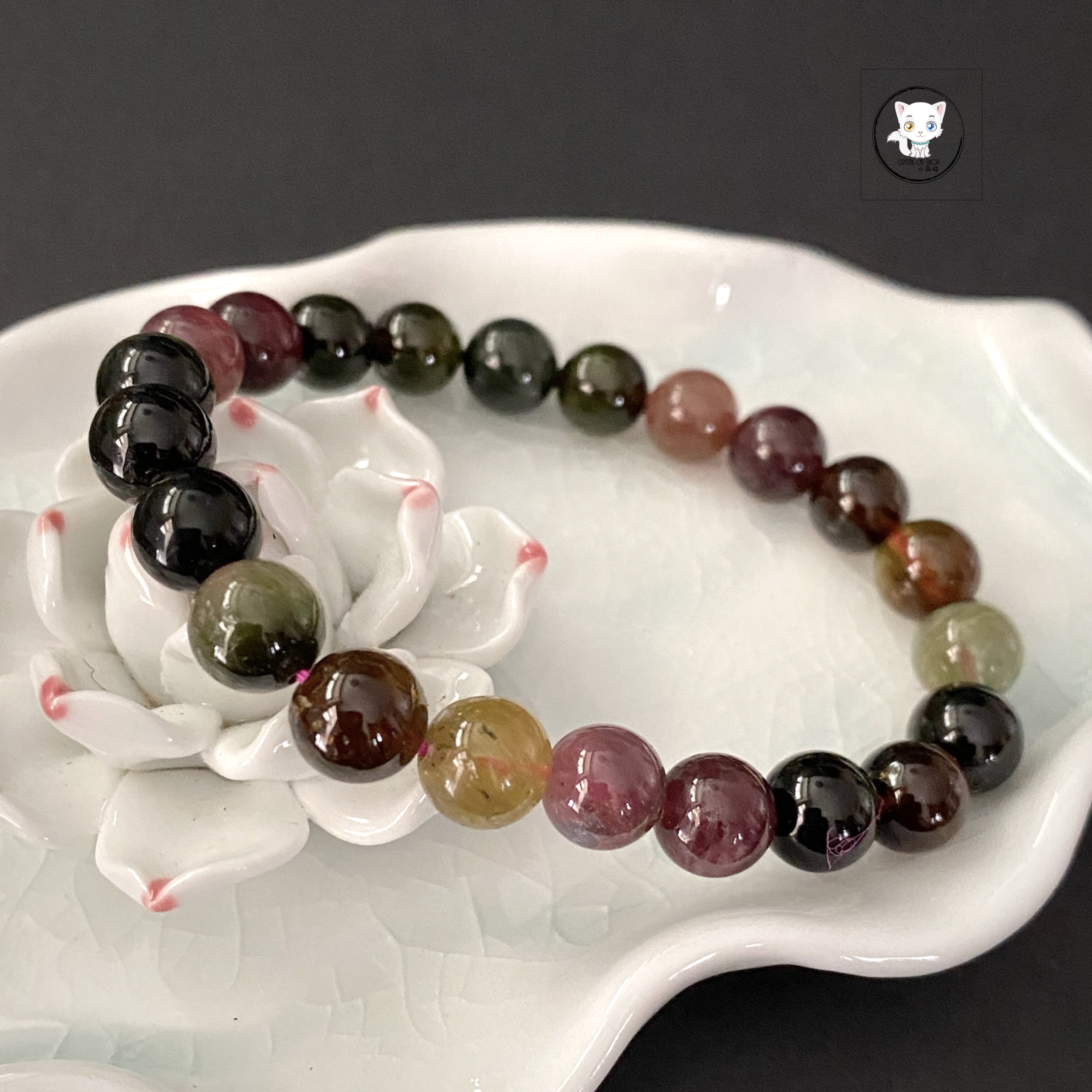 巴西老礦彩碧璽手鏈 8.8mm