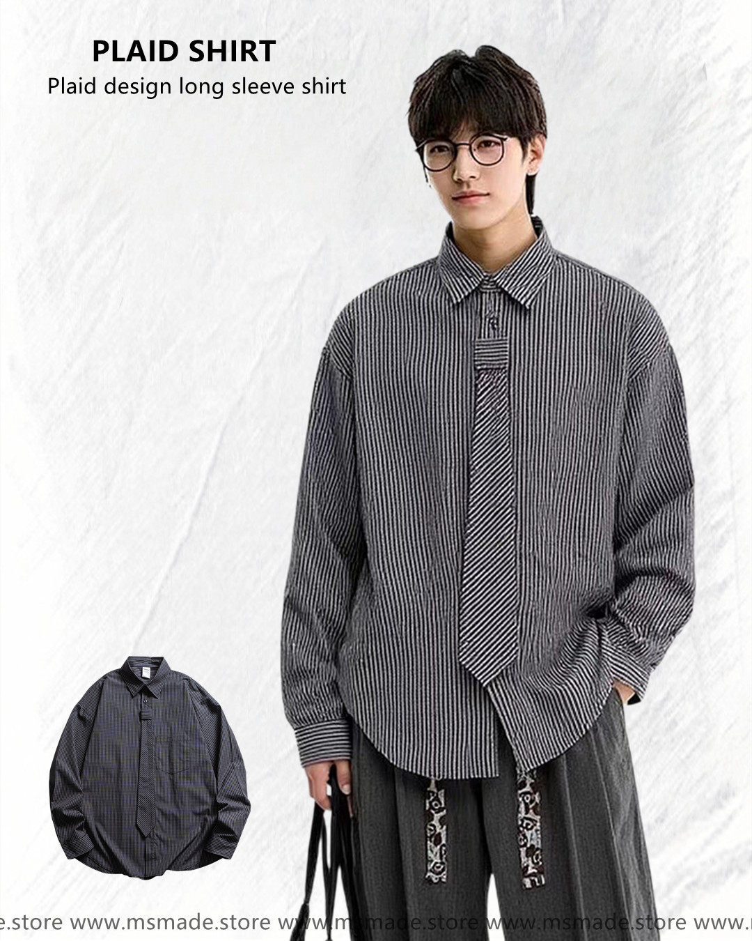 M0425 拆卸領带拼接襯衫