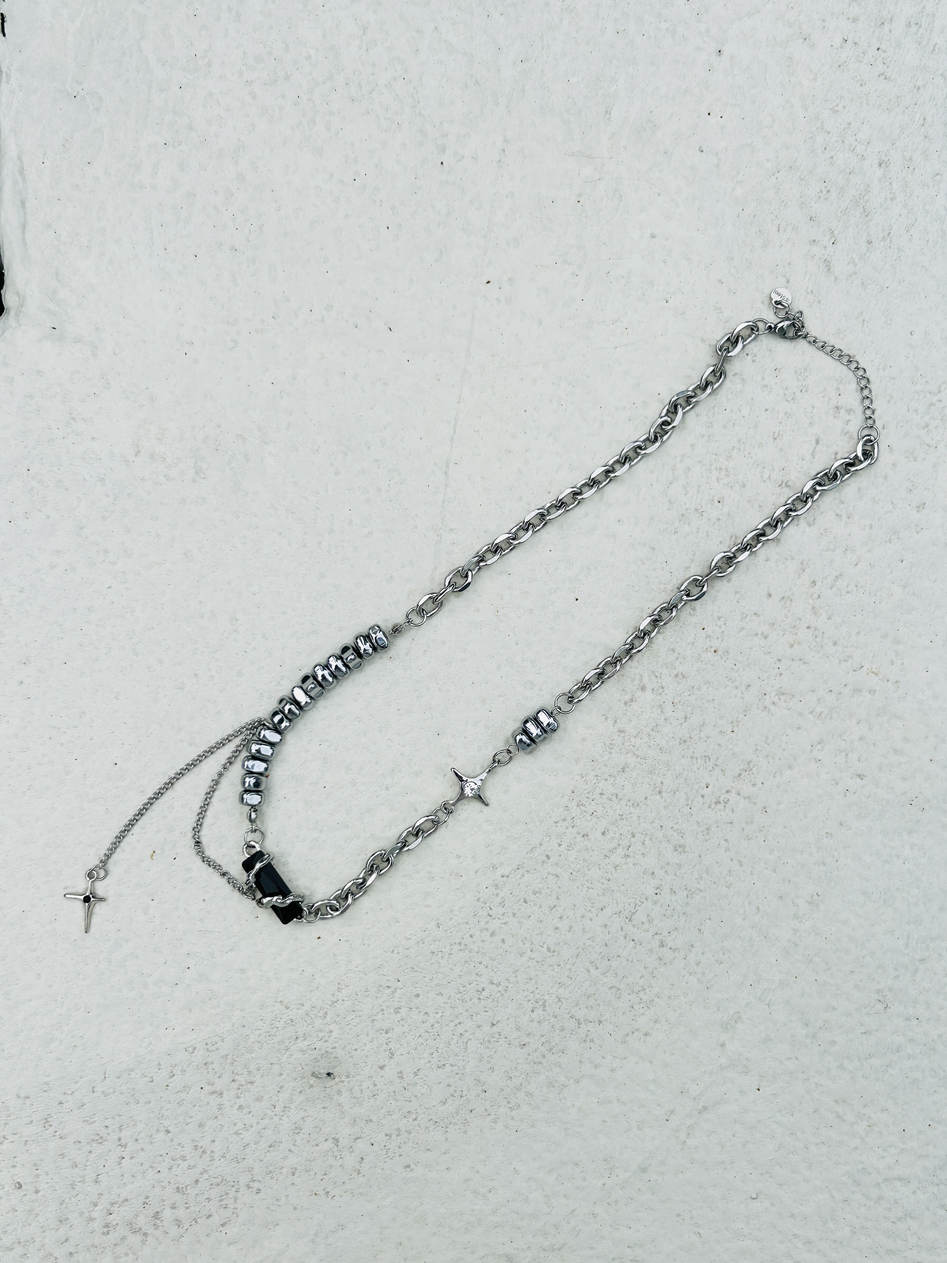 Silver rock star stainless necklace