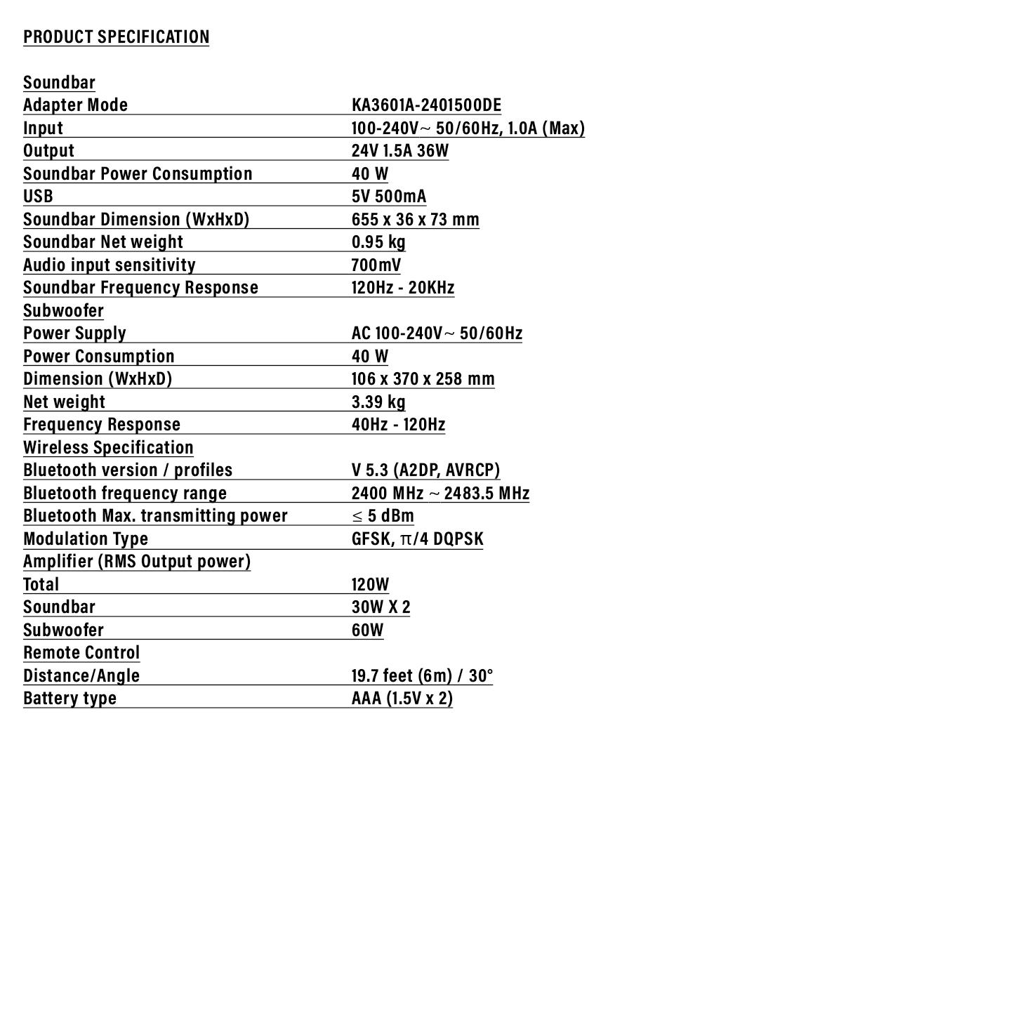 Haier 2.1ch Soundbar with Built-in Subwoofer (HSD210K6)