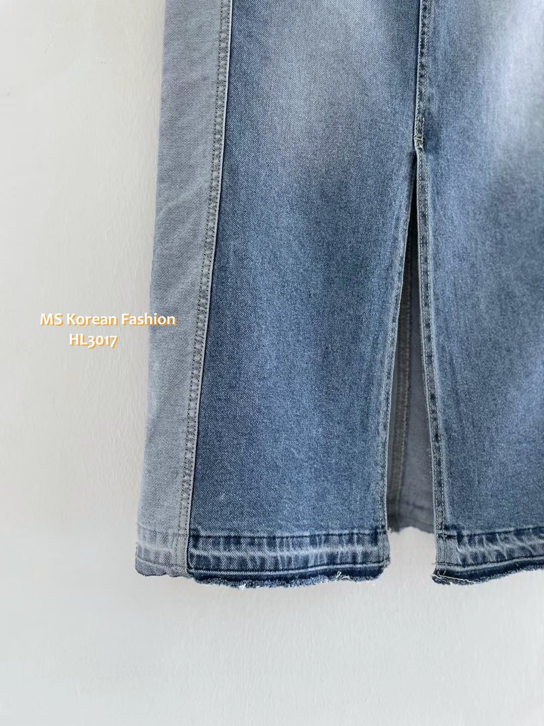 HL3017 韓國🌼Howluk前開叉拼色中長牛裙