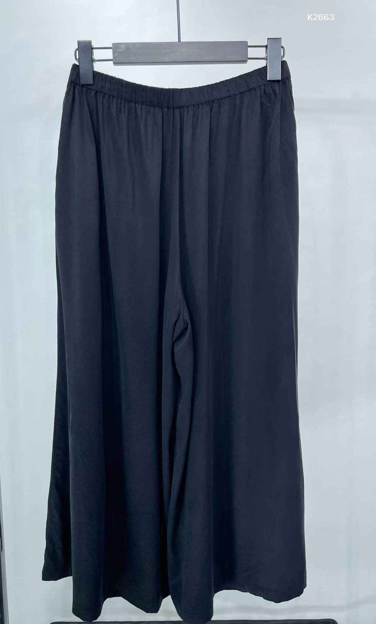 深灰黑洗水絲闊腳褲