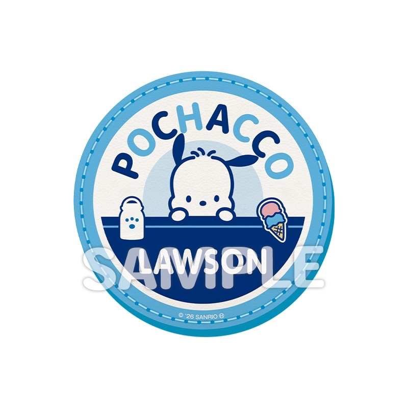 Sanrio x Lawson Milk bottle glass + coaster set (Pochacco) [@Loppi・HMV limited]