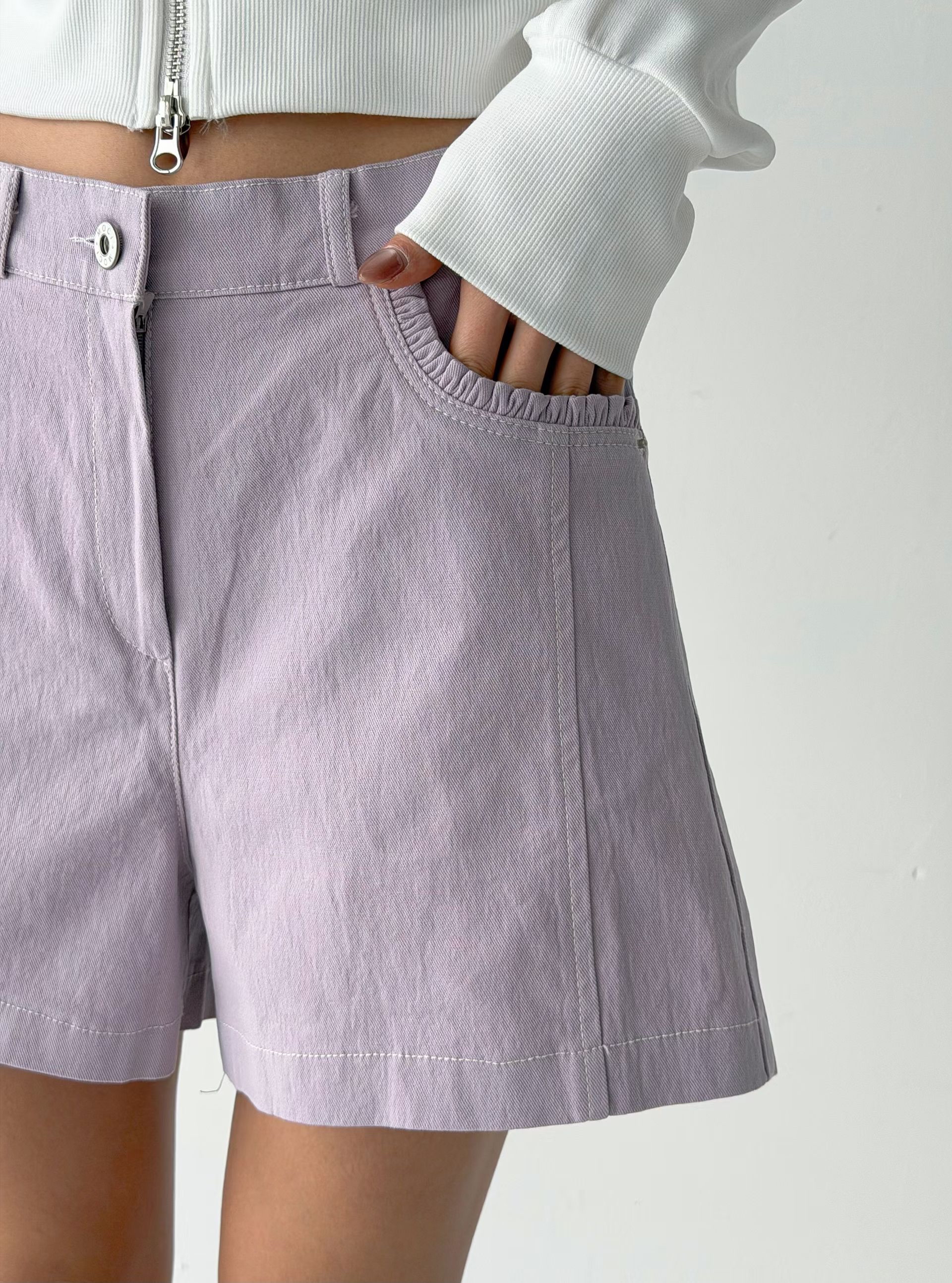 Moci 靚色扯布闊腿短褲