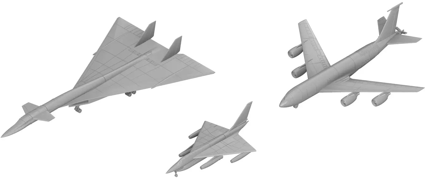 1/700 Modern U.S. Air Force Set 7 (North American XB-70 Valkyrie, Convair B-58 Hustler, KC-135R Stratotanker)