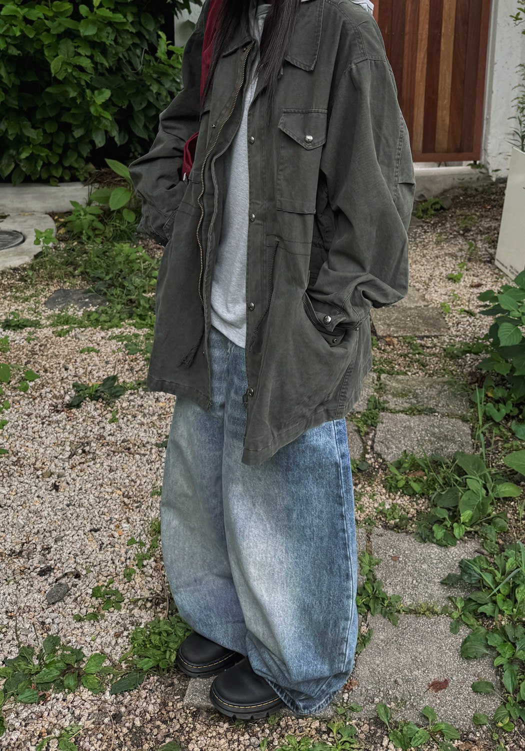 Vintage Wash Wide Denim Pants(Unisex)