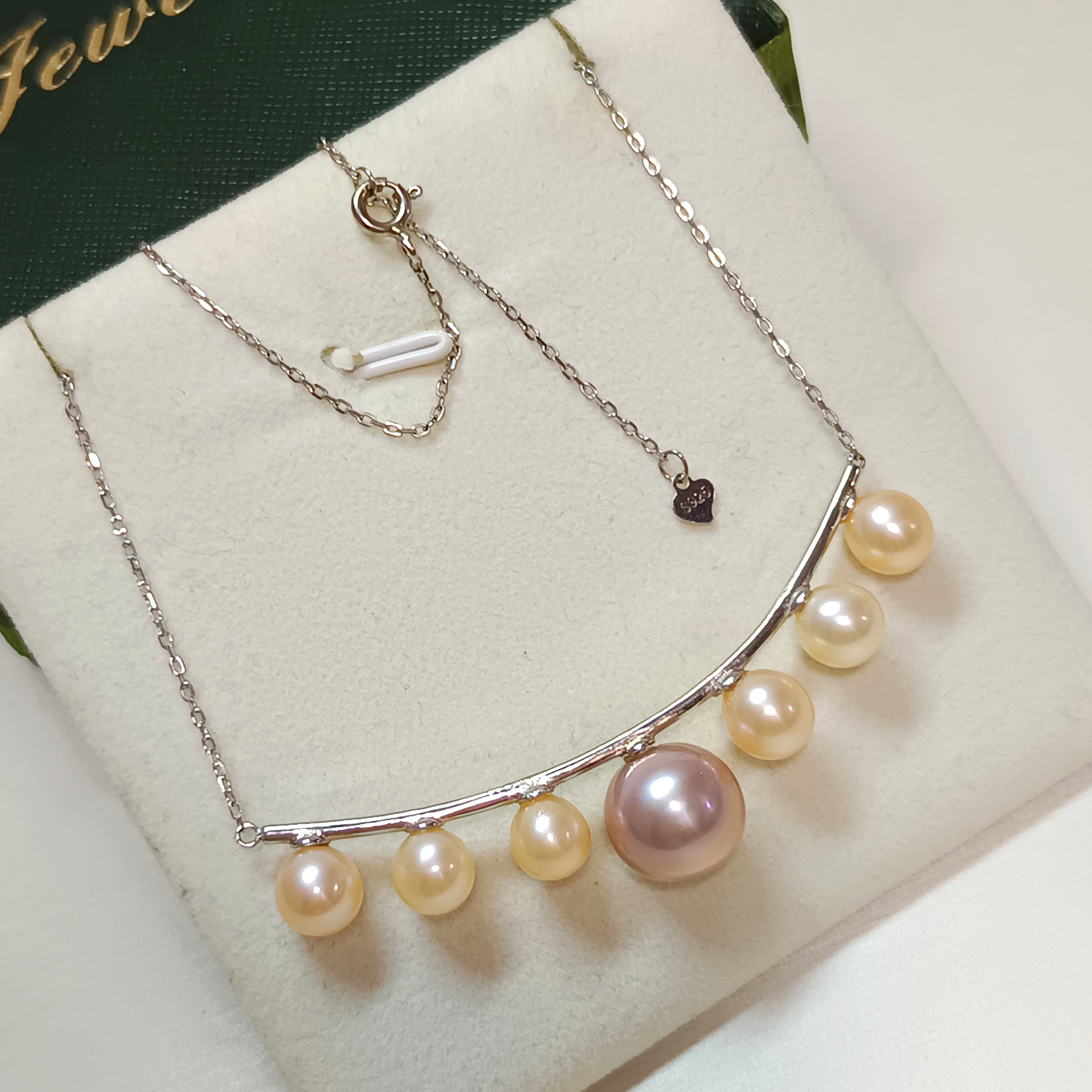 特價品‼️淡水愛迪生粉紫+香檳金色珍珠s925銀套鍊