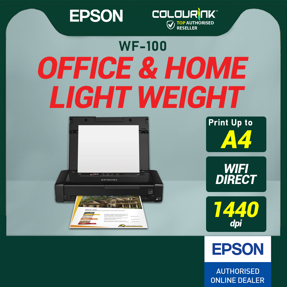 Epson WorkForce WF-100 Portable A4 Inkjet Mobile Printer Wi-Fi Direct Print Built-in Battery TR150 Officejet 250 WF100