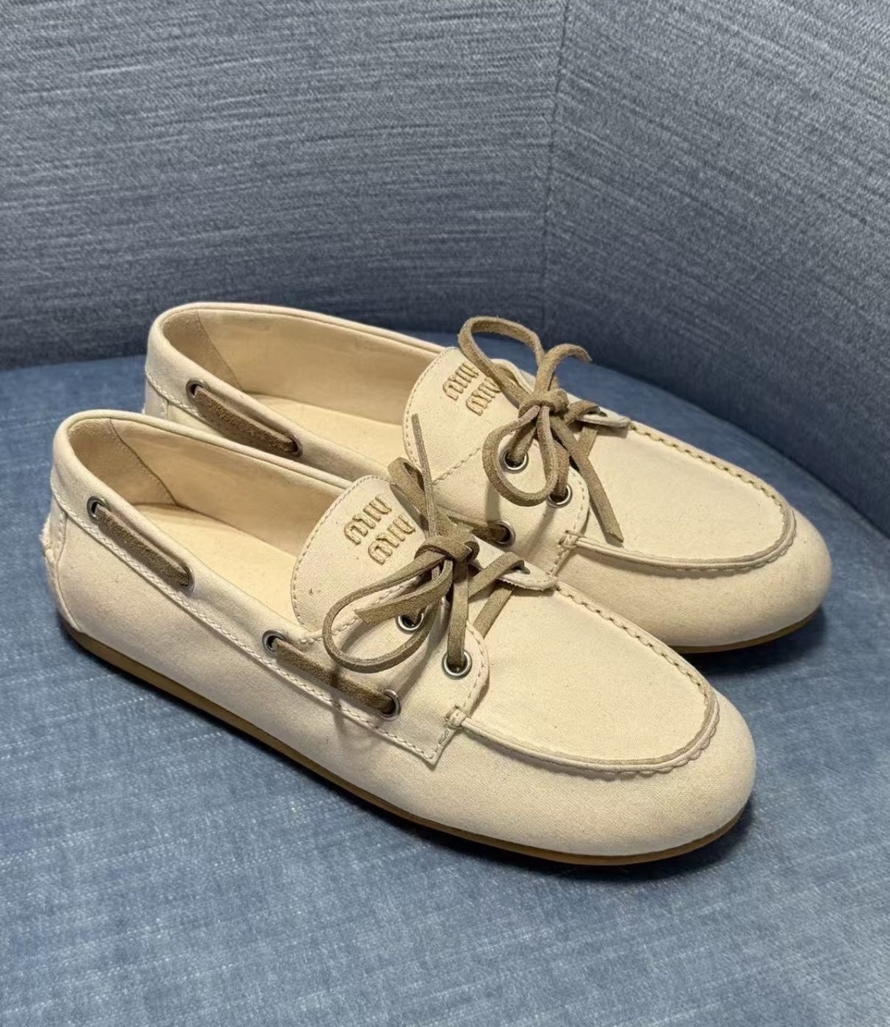 新款🆕 訂貨📮 MIUMIU 帆布帆船鞋 Size 36/36.5/37/37.5/38/38.5/39/40