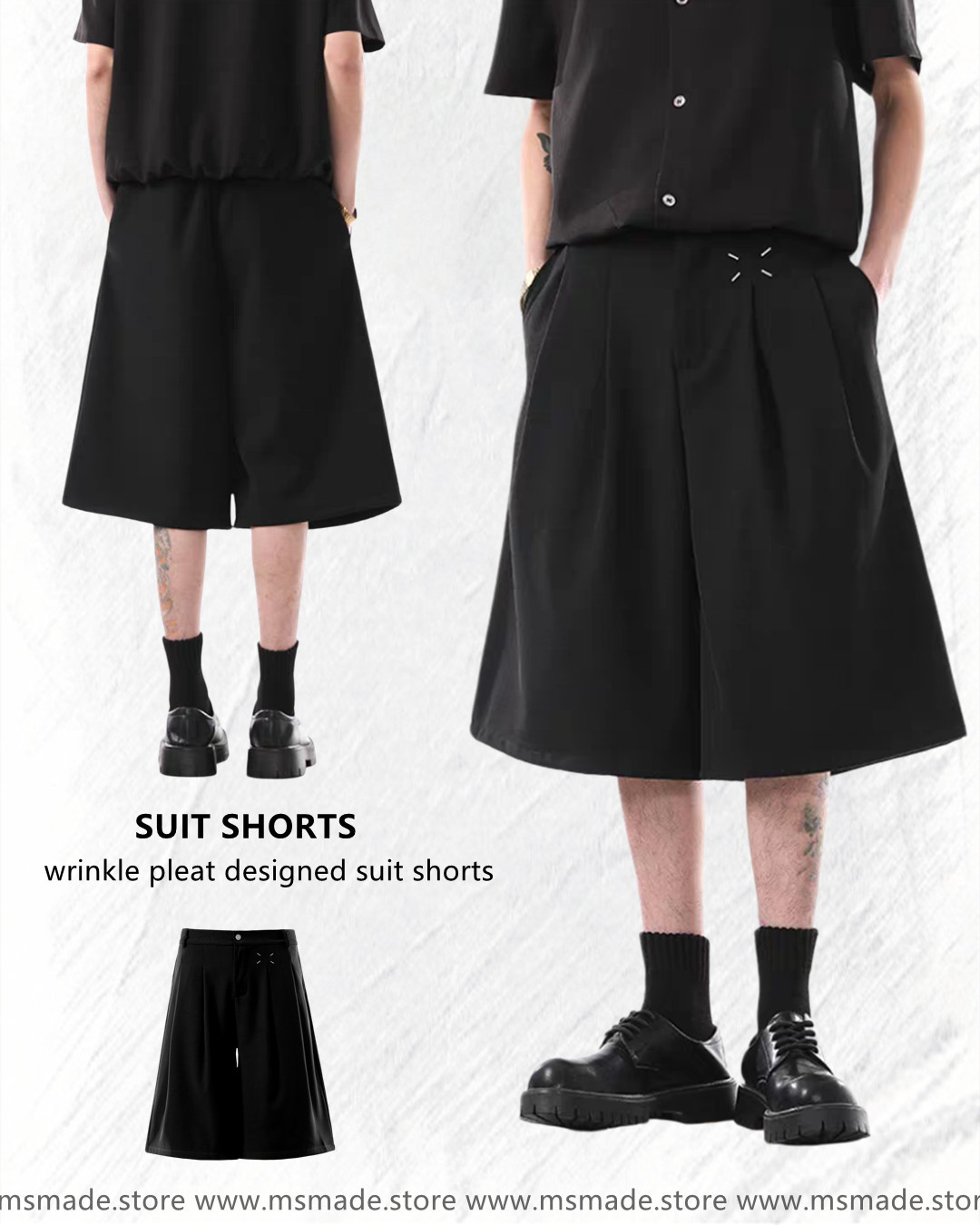 M427皺褶設計感西裝短褲
