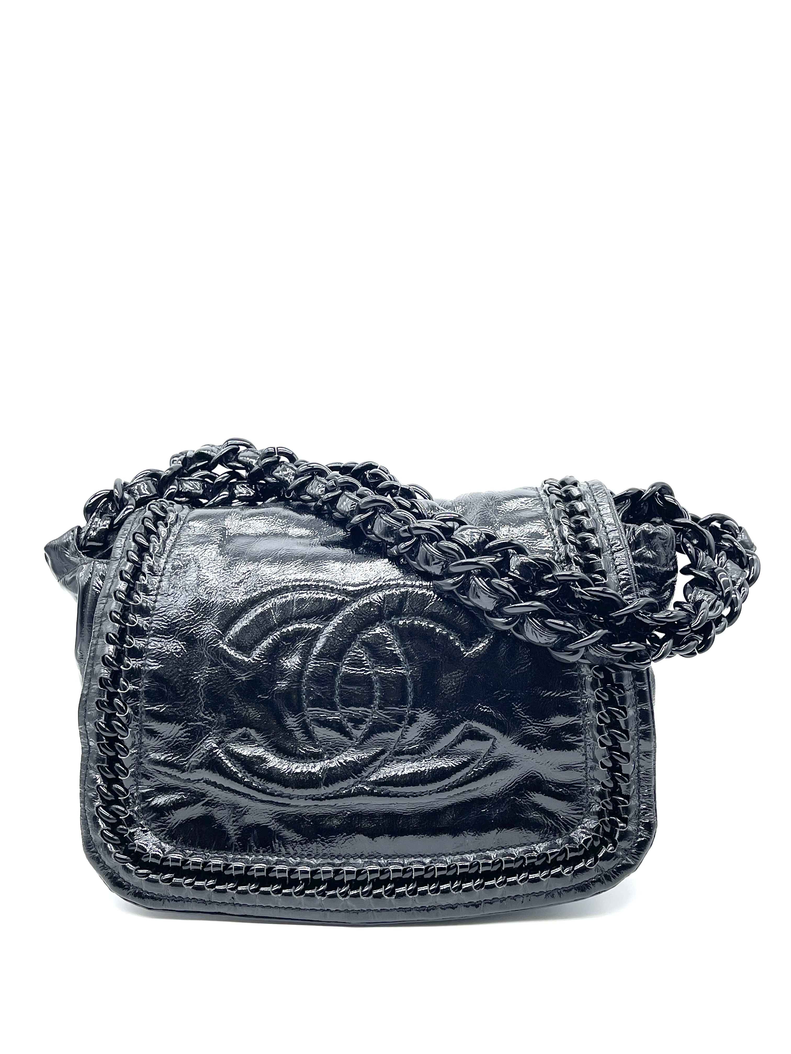 Pre-owned Chanel Black Patent Leather Luxe Ligne Flap Bag / Product Code: 26040308