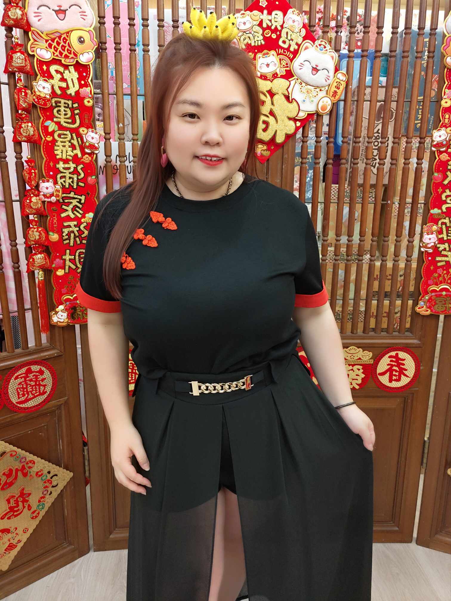 NBB02 TW#5829 拼色盘扣设计上衣