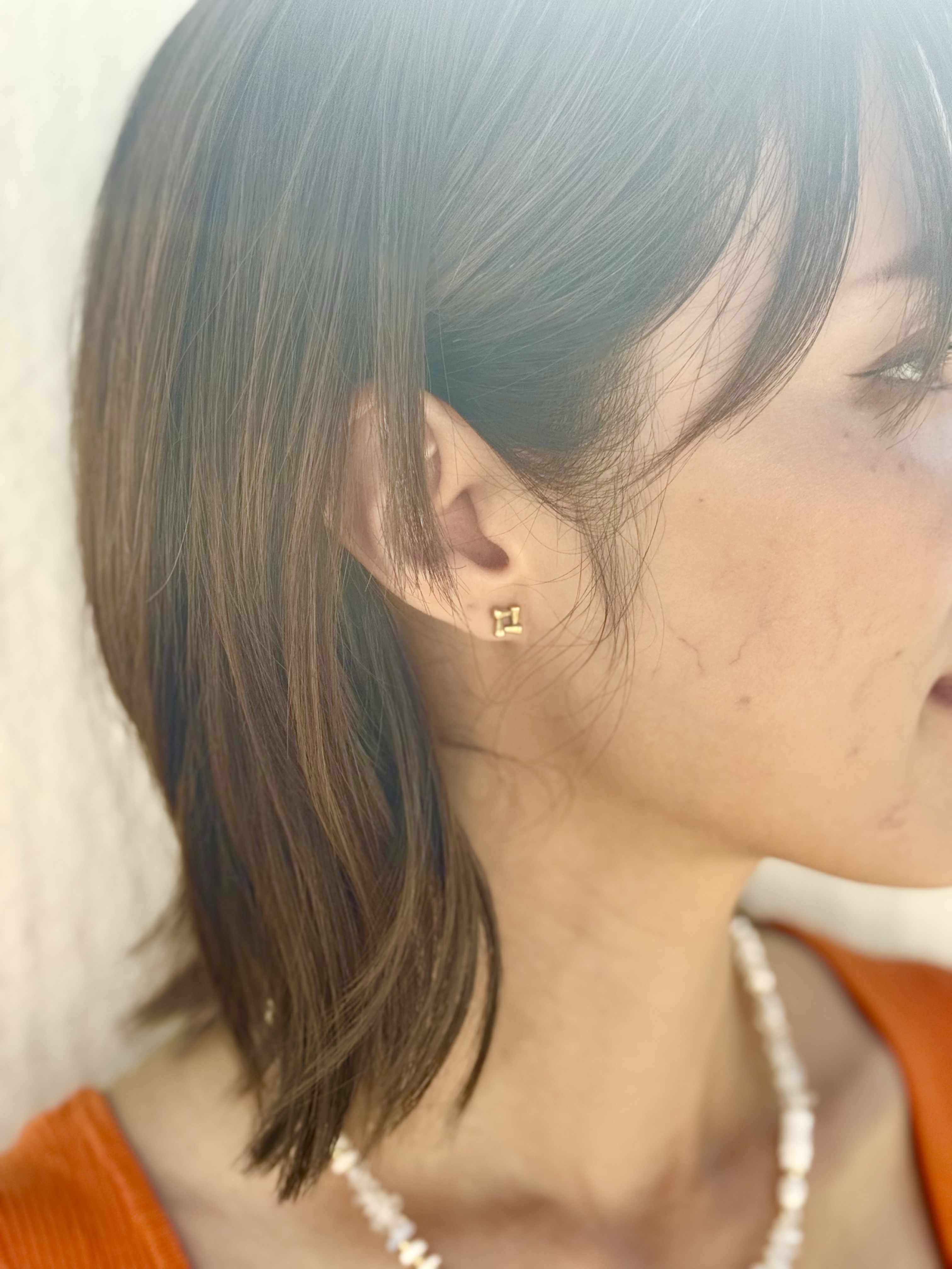 Gold puzzle stainless earring