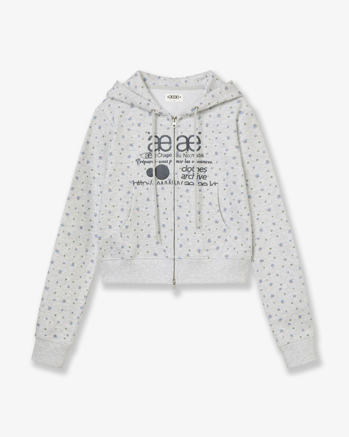 🇰🇷訂購｜aeae 26SS｜WEB LOGO FLOWER CROP HOOD ZIP UP 2色 