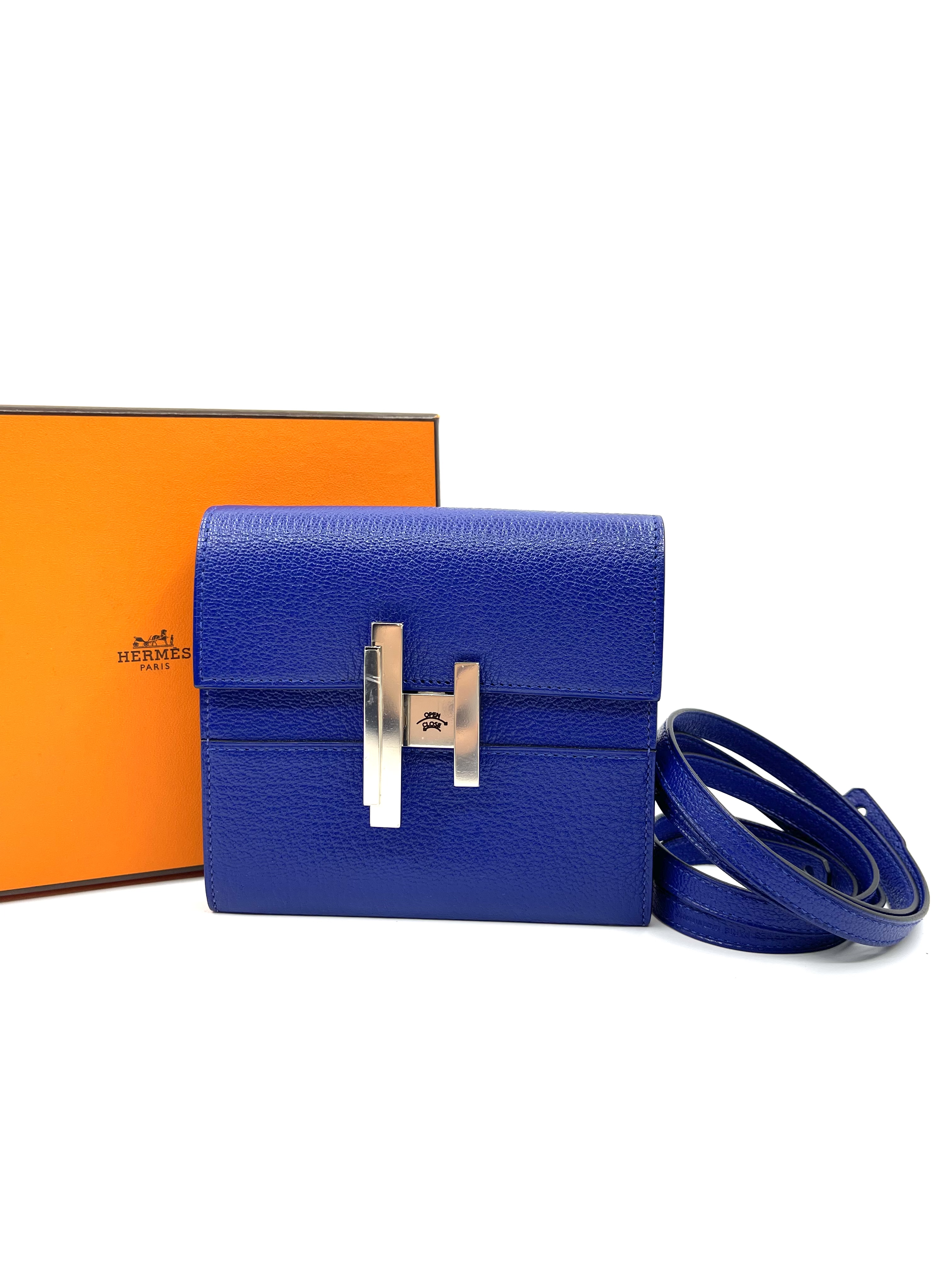 Pre-owned Hermes Cinhetic Mini Chèvre mysore Bleu electrique