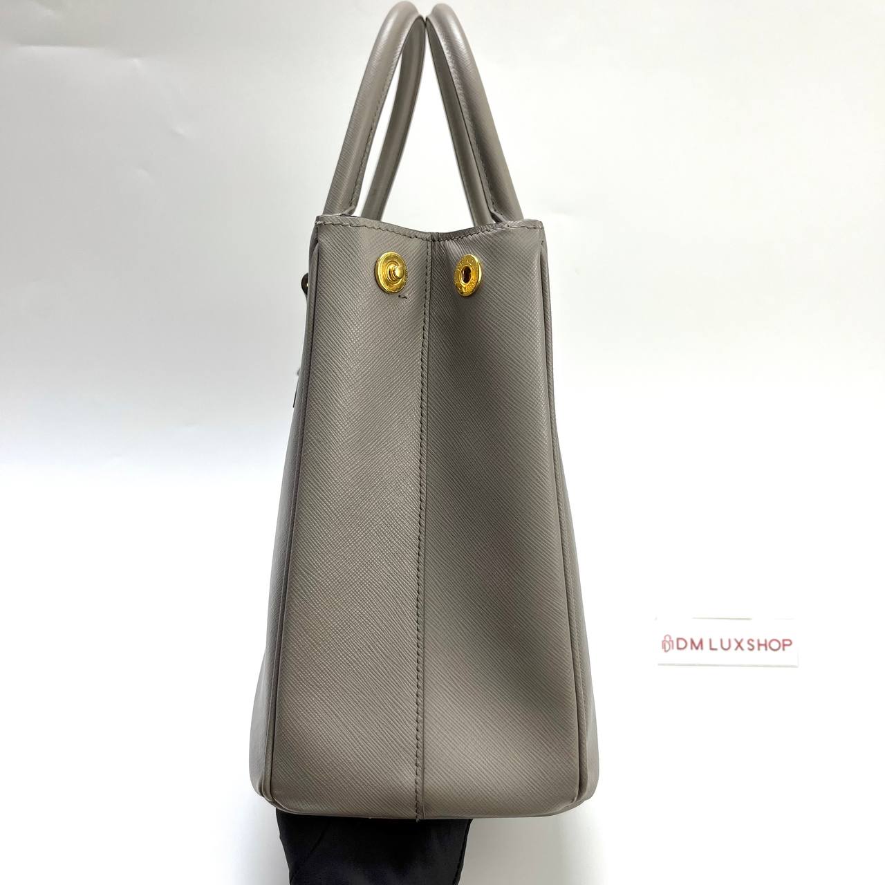 Prada Saffiano Lux Grey Tote Bag GHW