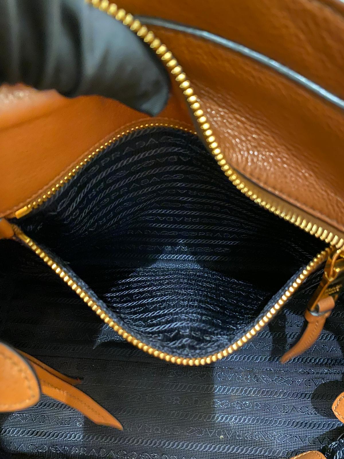 Prada Daino Leather Tote Bag (Cognac)