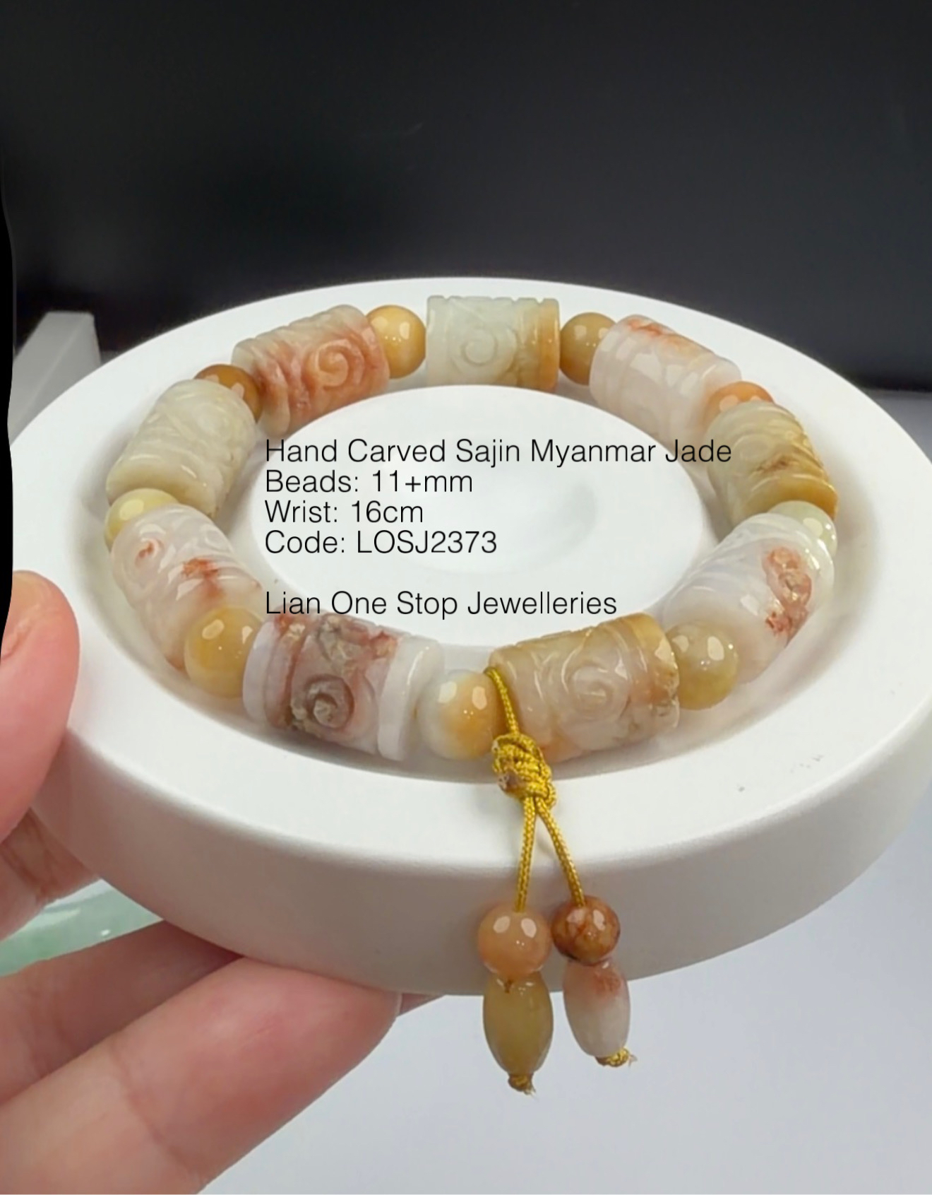 Code: LOSJ2373 Hand Carved Sajin Myanmar Jade 