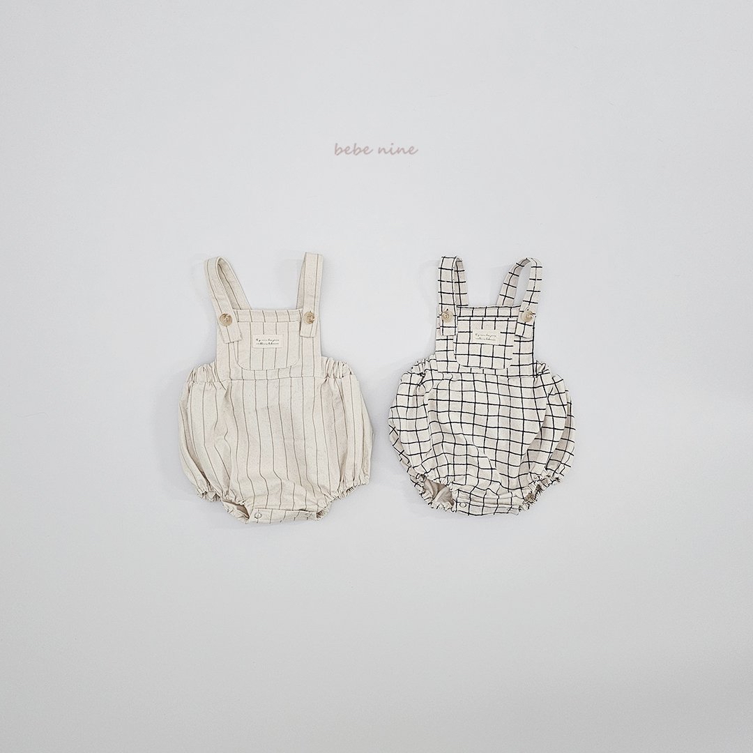 🌸預訂 韓國直送🌸🇰🇷Bebenine兩色條紋格紋吊帶包屁褲