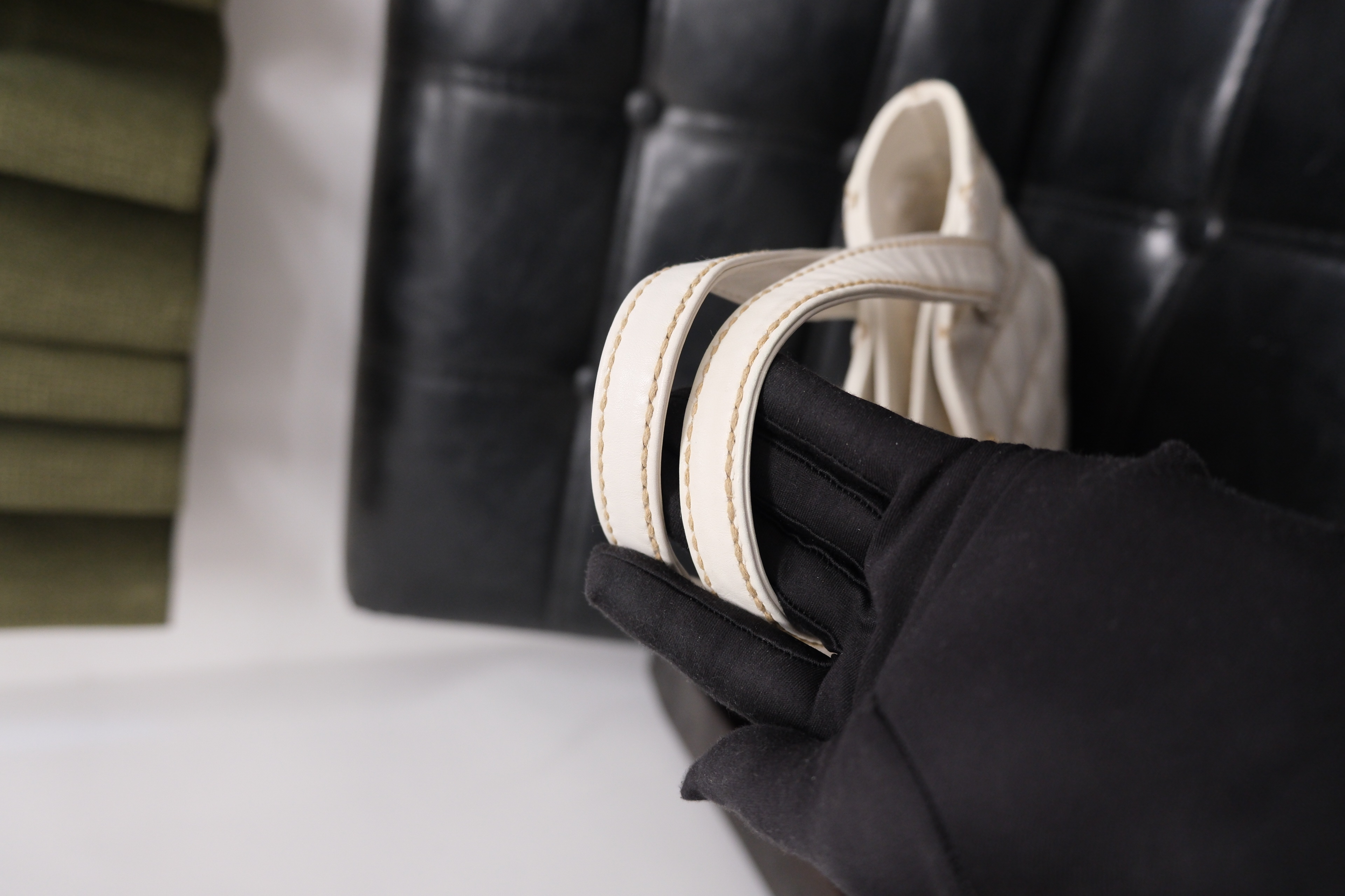 Chanel Wild Stitch Lambskin Tote bag White Gold 