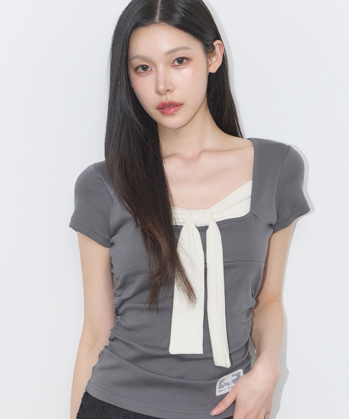 🇰🇷訂購｜ILLIGO 26SS｜Layered ribbon tie T-shirt 4色 