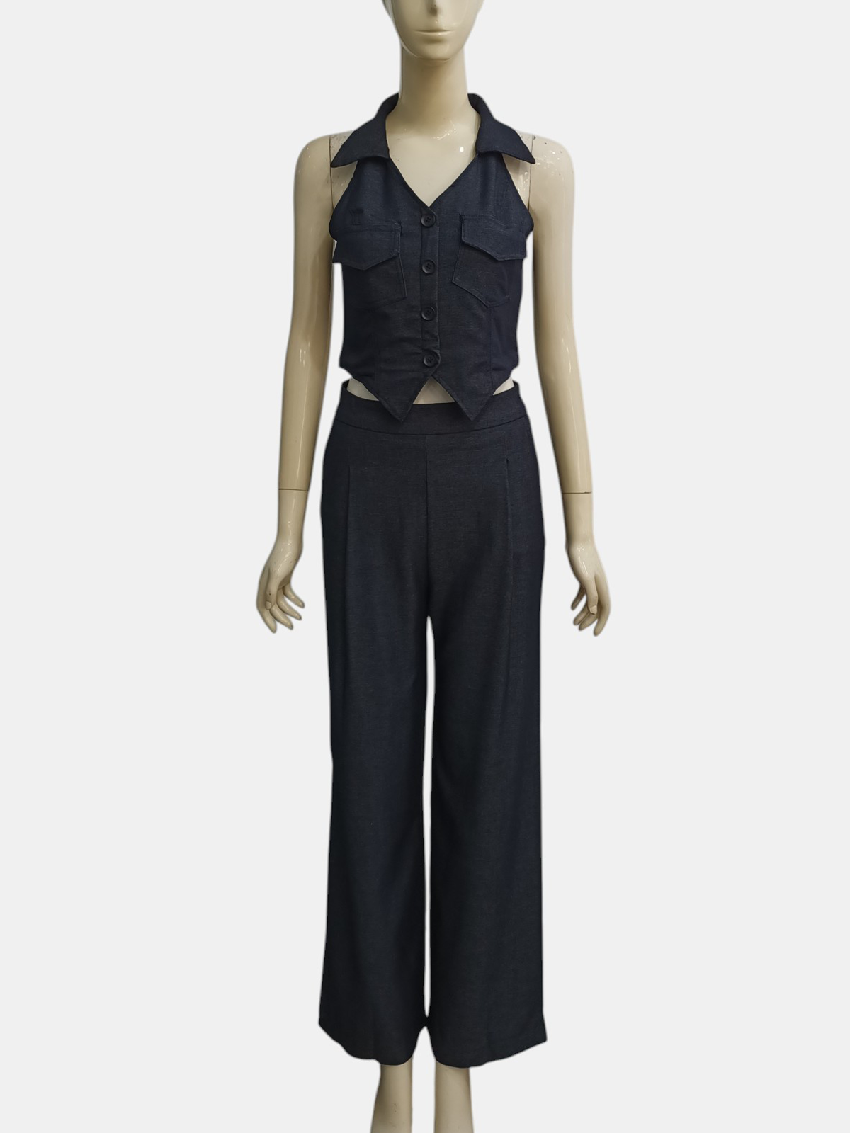 Elegant Sleeveless Vest Two‑Piece Set M217
