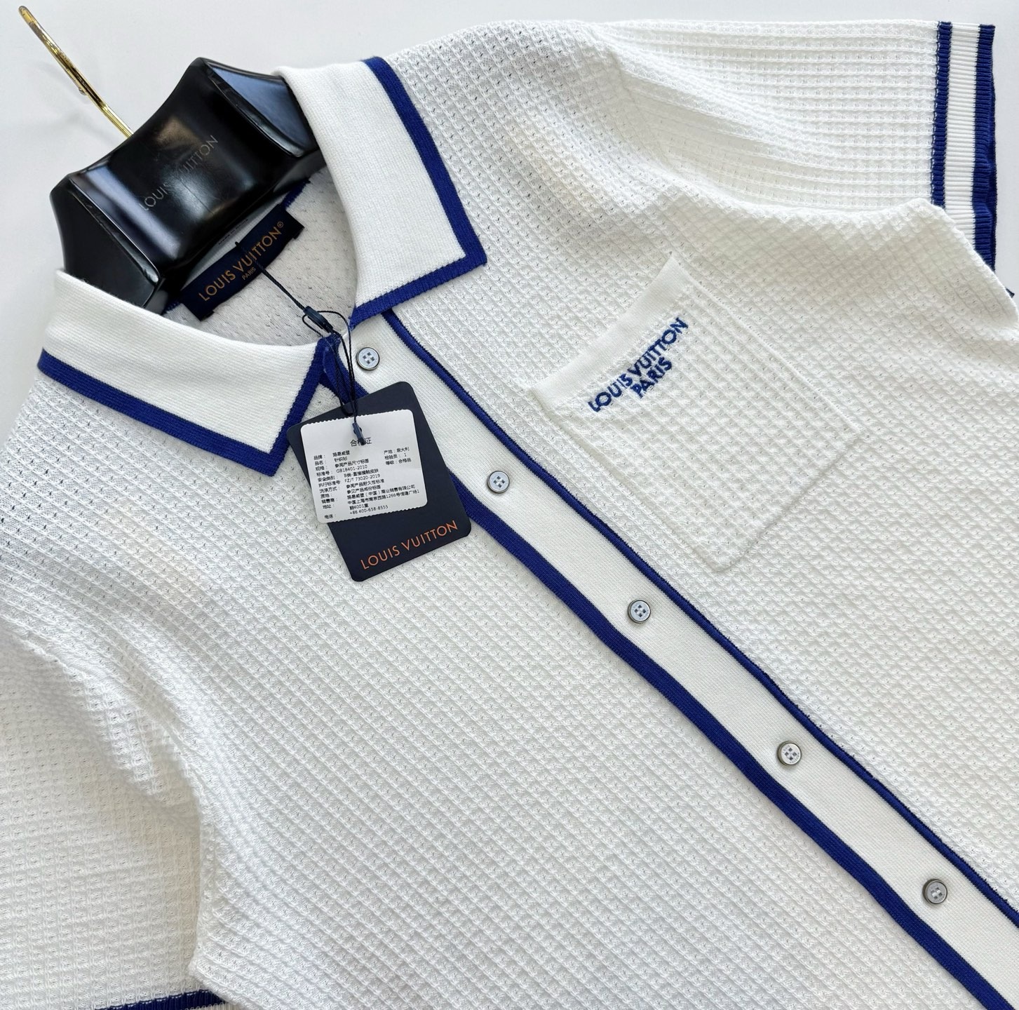0525 L**V Waffle Signature Short-Sleeved Shirt 蜂巢紋翻領短袖襯衫⭕原單⭕