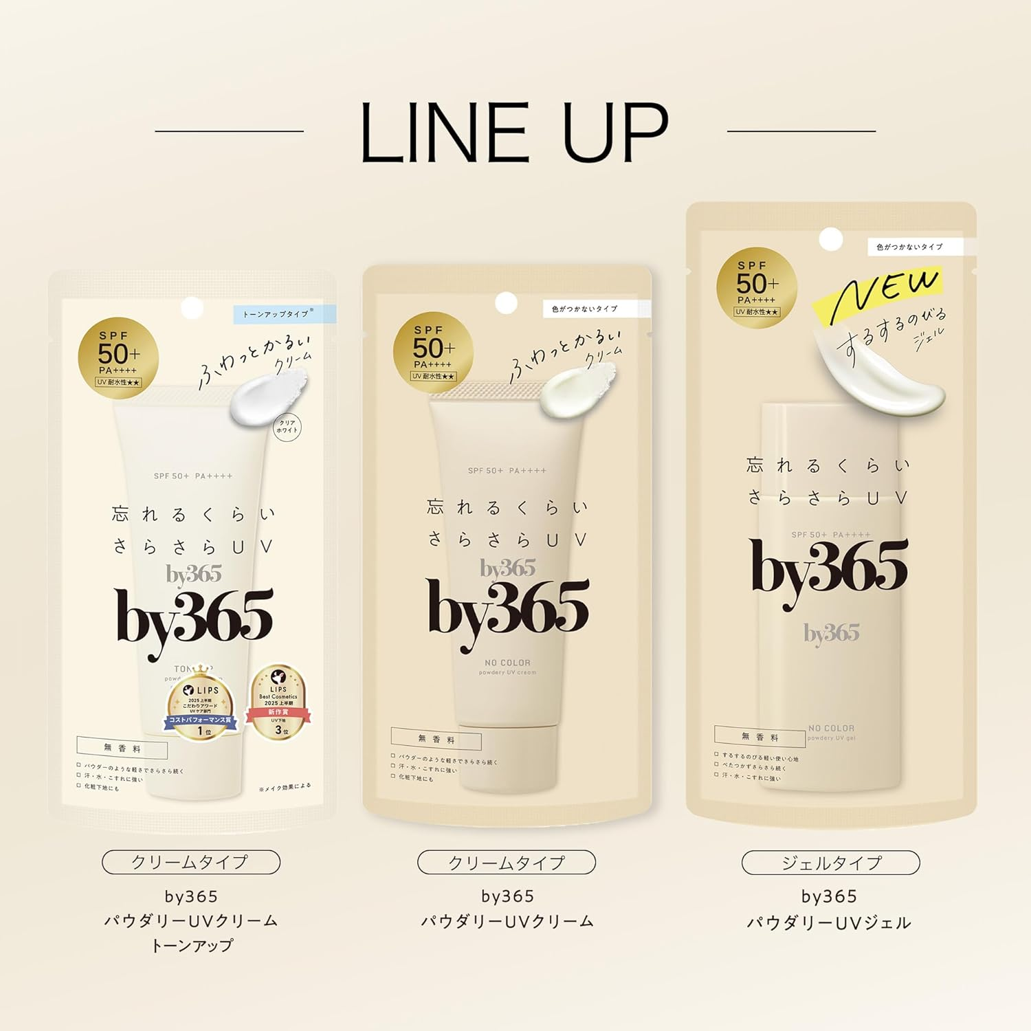 日本製 by365 保濕粉感防曬霜 Powdery UV Cream SPF50+  PA++++ 60g (無香料)