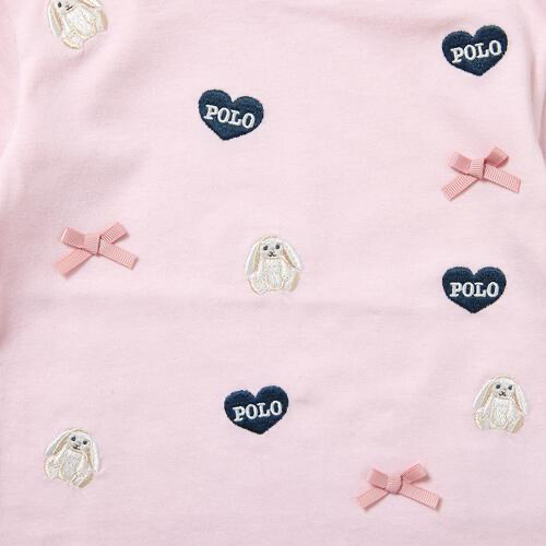 🇯🇵預訂 日本直送🇯🇵Polo Baby愛心標誌小兔刺繡絲帶粉紅色短袖T恤