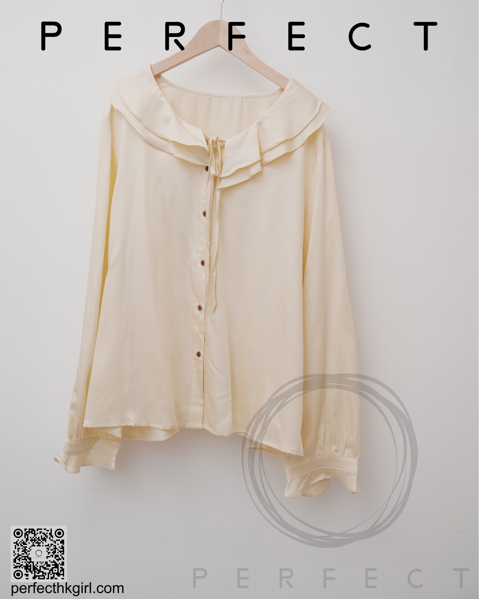 T0004_高貴面料五色大RUFFLE領上衣(活潑粉黃）