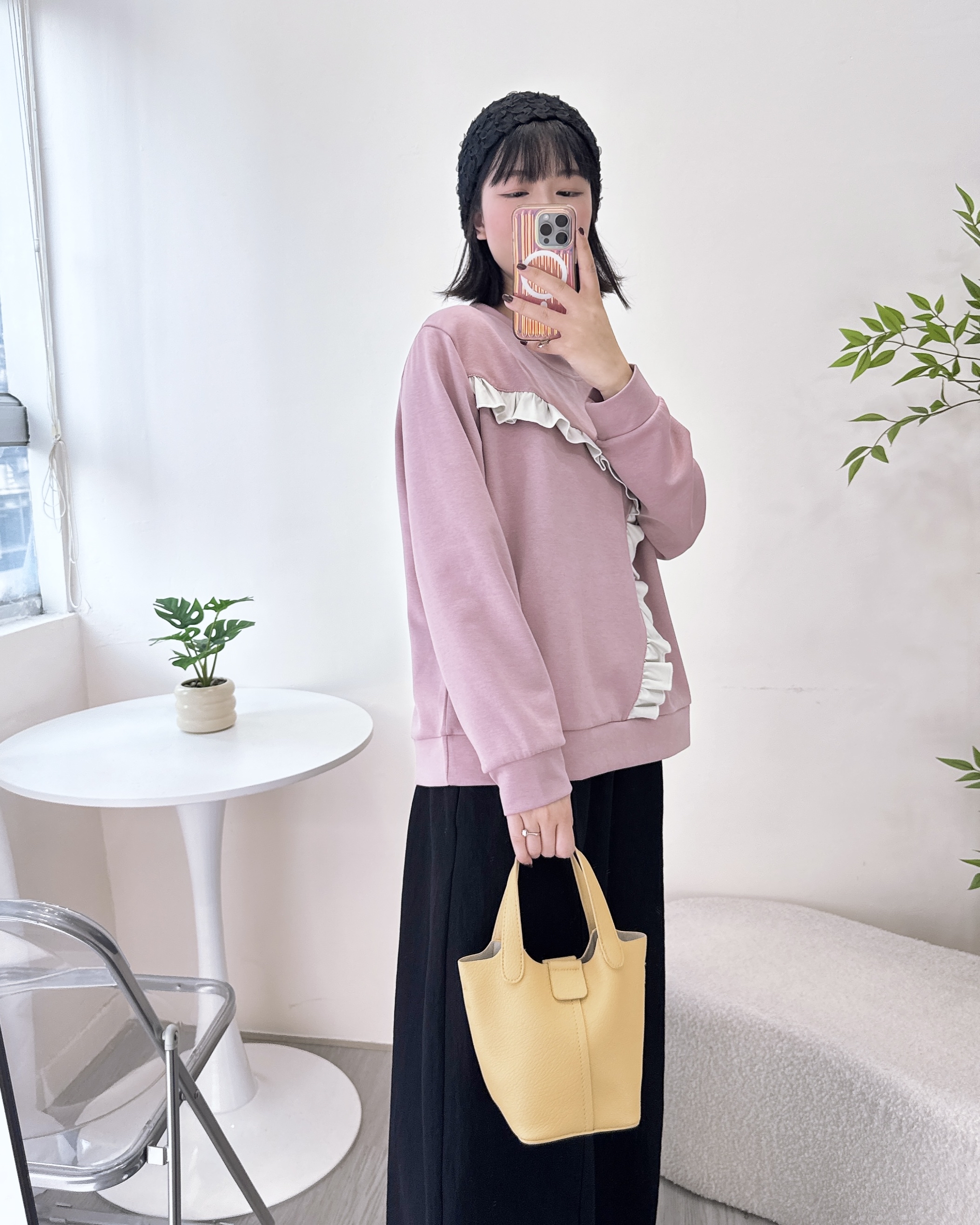 撞色車荷葉邊衛衣 3色