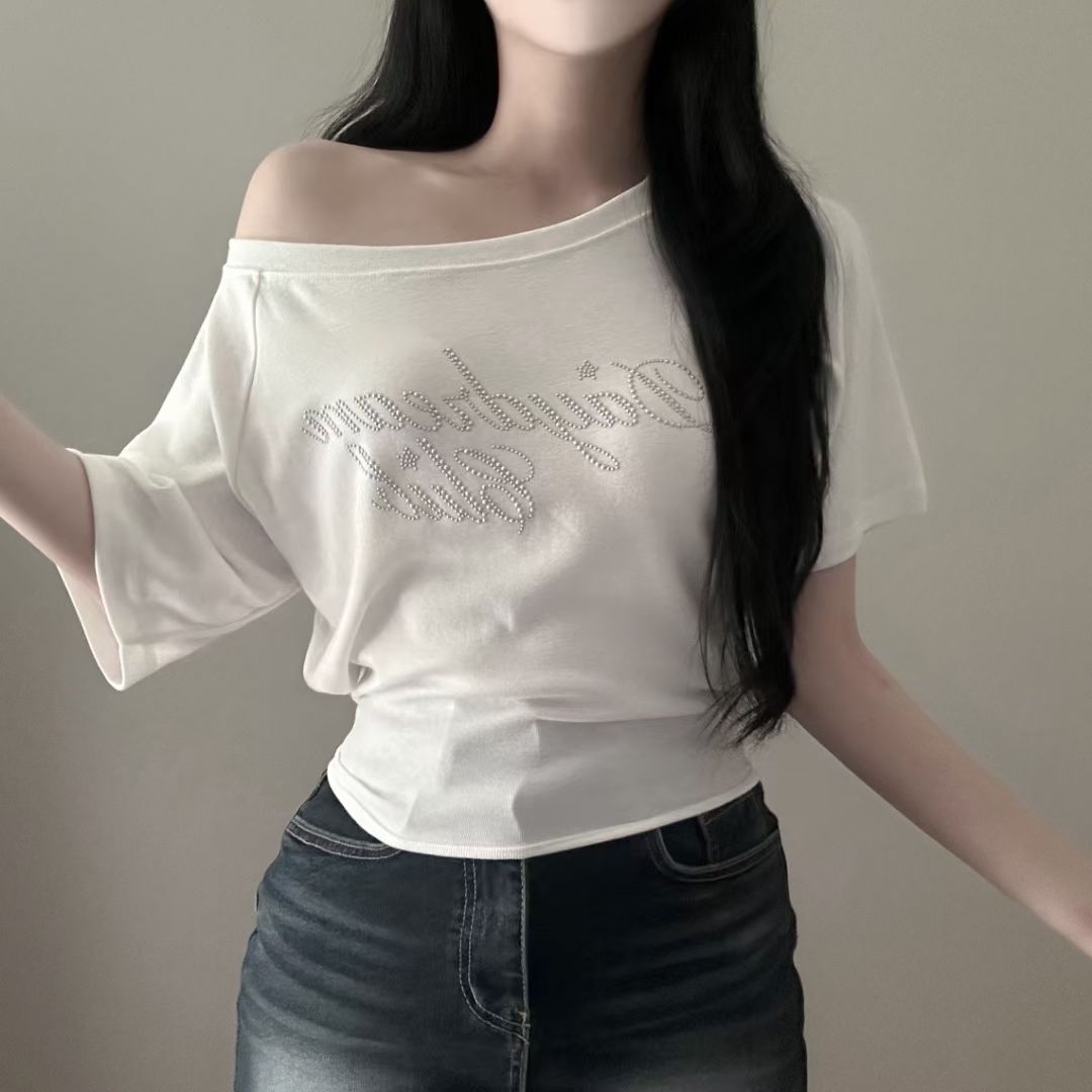 韓國寬鬆閃閃字母綁帶Oversized tee