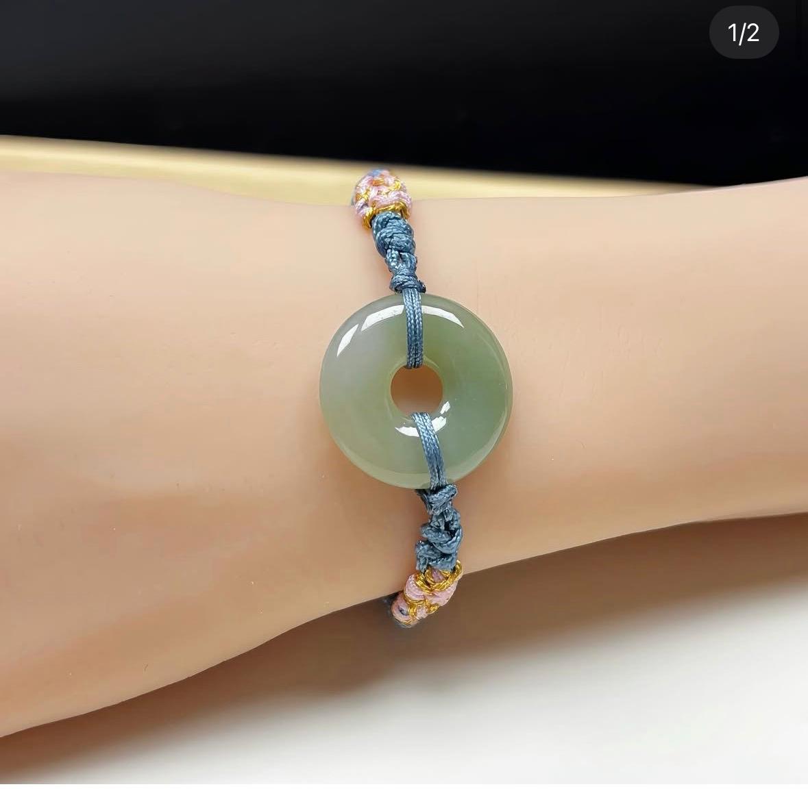 冰油青翡翠平安扣手繩