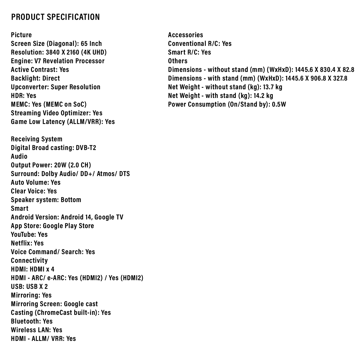 Sharp 65" 4K UHD Google TV (4TC65HJ6000X)