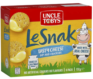 澳洲 Uncle Tobys LeSnak 真芝士醬餅乾 132g (香濃芝士) 平行進口  (到期日: 2026-04-07)