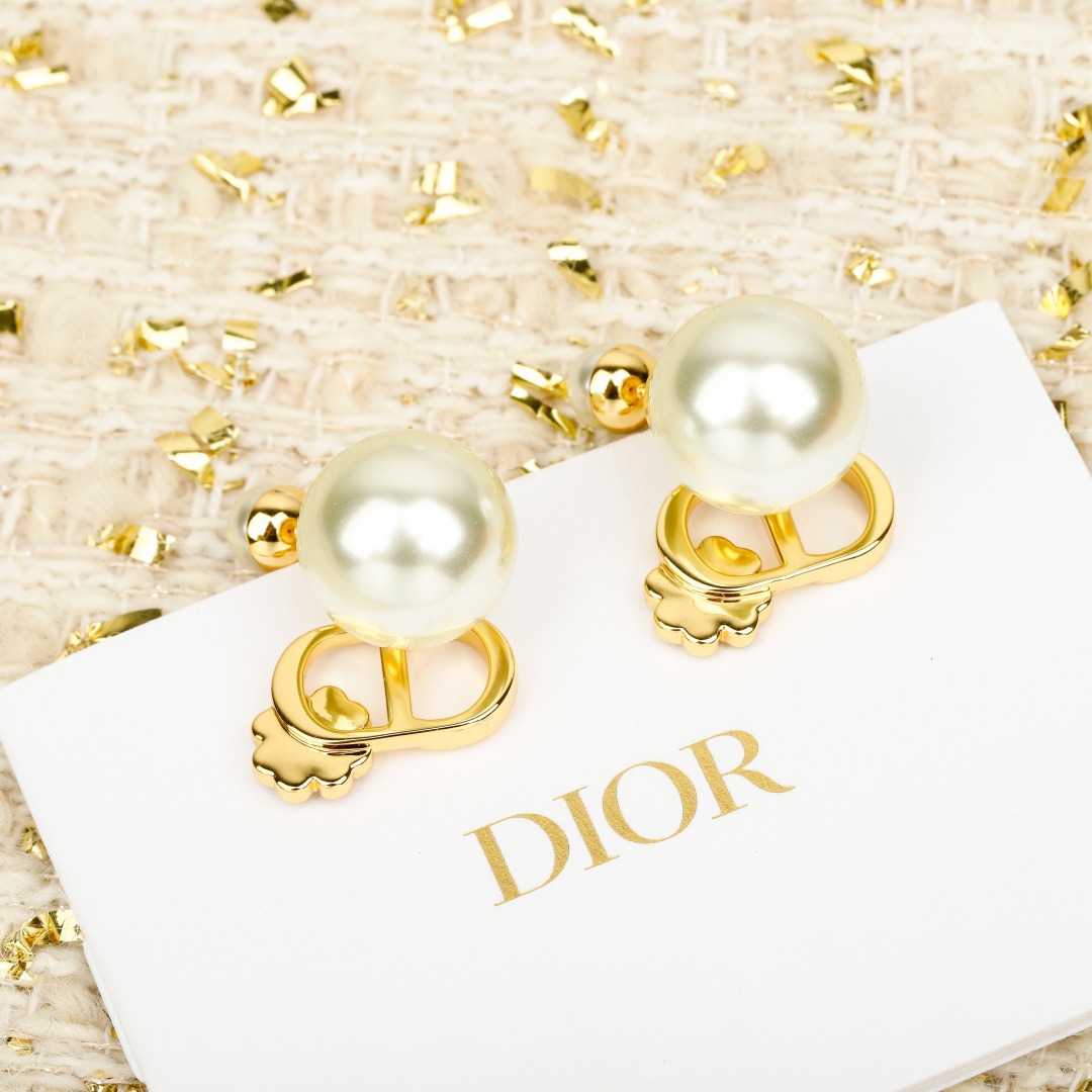 【原單】Dior Tribales 貝母四葉草CD珍珠耳環- 禮盒裝
