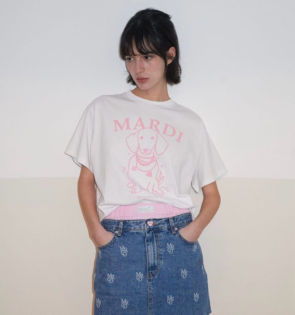 Mardi Mercredi臘腸狗圖案短袖Tee